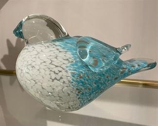 HQT Blue glass bird (Small chip on beak), 9"W x 6"H,  $20