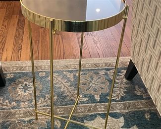 Gold darkened mirror end table/drink table,  12" D x 23.5"H,  was $110, NOW $85