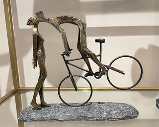 Biker kissing woman, antique bronze, 14"W x 12"H,  was $68, NOW $54