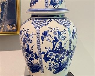 Blue & White 19"H ginger jar,  was $48, NOW $38