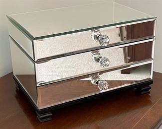 Mirrored jewelry box with lid that opens,  -solid and well made - 12"W x 8"D x 8"H,  was $48, NOW $39