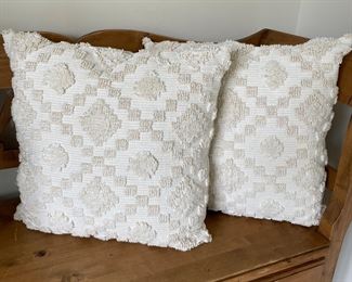 Pair of Cream color pillows, 20" x 20", was $38, NOW $28