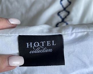 Hotel Collection tag on white comforter~