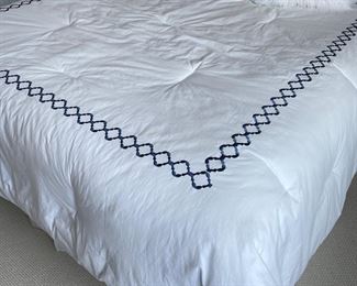 Hotel Collection White queen comforter w/ blue detailing,  was $58, NOW $38