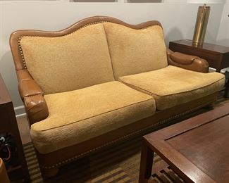 Pearson Henredon brass nail upholstered and leather sofa, 76"W x 41"D x 38"H,  was $599, NOW $445
