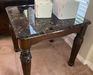 Faux Marble End Table Set
Good condition.
Top is made from plastic 
2’ x 26” 2’ tall
Must be able to move and load yourself.