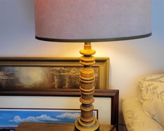 Mid century wood base lamp 