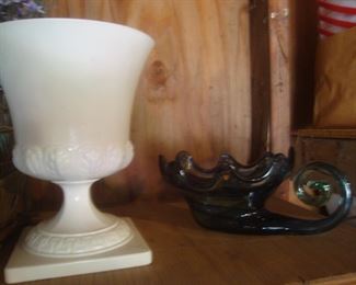 Large vase, Duncan Miller glass bowl