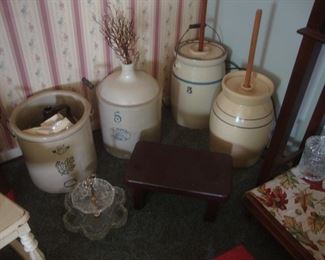 Western Pottery crocks, butter churns