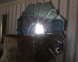 Large bevelled glass mirror