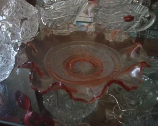 Pink glass bowl, Gorham crystal