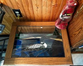 Loon stained glass table