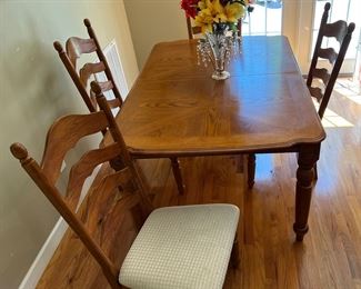 Kitchen table with butterfly leaf and 4 ladderback chairs
