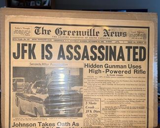 Historical Greenville News JFK assination