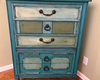 Dixie blue distressed chest of drawers