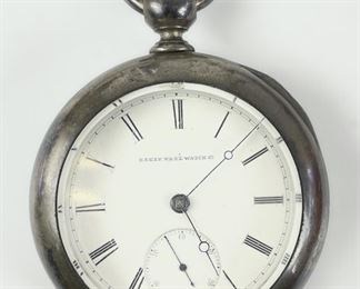 1882 Elgin National Watch Co. H.H. Taylor 15 Jewel Mechanical Pocket Watch W/ Coin Silver Case & Winding Key, 215 Grams
