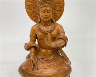 Boxwood ; Buddhist Meditating DECORATIVE CARVING from CENTURY PARK SHERATON SINGAPORE
