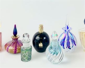 Collection Of Art Glass Perfume Dabbers, Guerlain & Arpege Bottles
