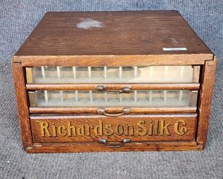 Antique 2 Drawer Spool Cabinet Hand Painted Lettering Richardson Silk Co
