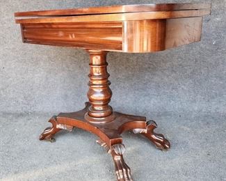 Lovely Antique Lion Paw Foot Card Table

