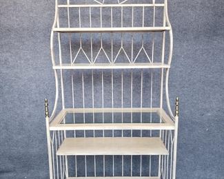 Vintage Tiered Beveled Glass Wood & Iron Display Cabinet
