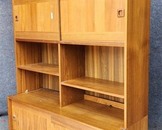 Domino Mobler Mid Century Danish Modern MCM Teak 2 Piece Bookcase Cabinet
