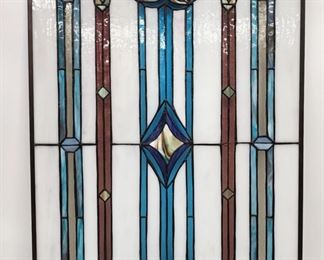 Vintage Floral Leaded Stained Glass Wall Hanging Window Panel Arts and Crafts style l
