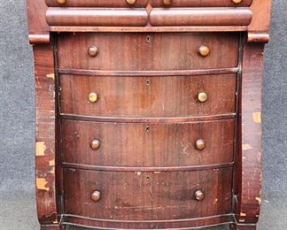 Antique Empire Chest of Drawers with Scalloped Sides

