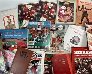 Nebraska Corn Huskers Football Memorabilia Lot - The Nebraska Football Legacy by Mike Babcock, What It Means to Be A Husker by Tom Osborne, 1991 Huskers Illustrated, 1994 Sports Illustrated That Championship Season, and More
