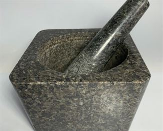Black Marble Mortar And Pestle - In Great Condition
