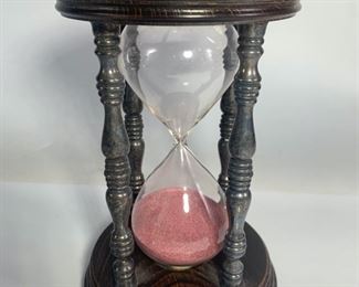 Vintage Bullocks Made in Spain glass and Wood Hourglass
