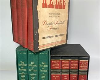 1993 First Edition The Republic Of Letters by James Morton Smith Volumes 1-3, 1993 A History of The English-Speaking Peoples by Winston S. Churchill Volumes 1-4 and 1934 R. E. Lee A Biography by Douglas Southall Freeman Volumes 1-4
