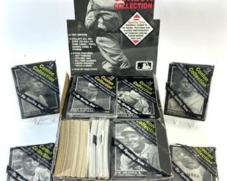 32 Unopened Conlon Collection 1991 Vintage Recreation Baseball Cards With Some Loose Cards Including Babe Ruth, Lou Gehrig, and More In Original Retail Box
