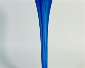 Steven Maslach Art Glass Tall Bud Vase Cobalt Blue Signed and Dated 1983
