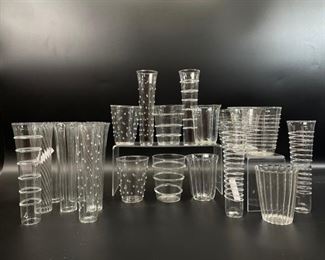 Vintage Venetian Blown Glass MCM Skinny Vases , TUMBLERS AND HIGHBALLS 21 total pieces
