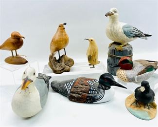 Vintage Carved Bird Decor Shore bird lot John Blades, Adventure Market Duck Decoys, North Night England Duck Sculptures, John Bennet �Quail� �Maple� Sculpture And More
