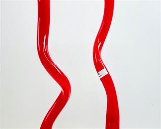 Venini Murano Italian Art Glass Twisted Red Vases