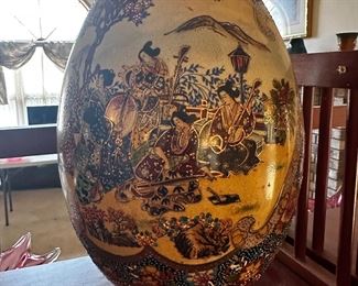 Phenomenal satsuma Asian large hand-painted egg 16” $225
