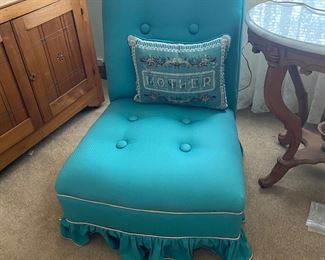 Wonderful slipper chair tufted seat and back 