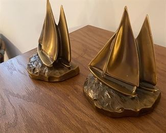 Solid brass sailboat book ends $65