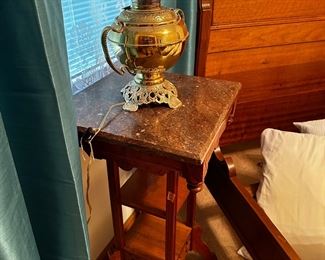 Victorian marble top lamp table $ 175
