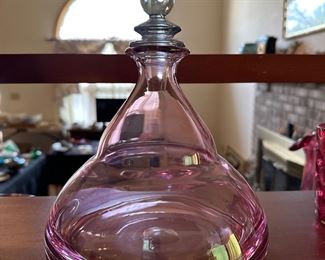 Cranberry glass decanter $58