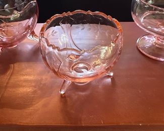 Depression glass, scalloped edge bowl $32