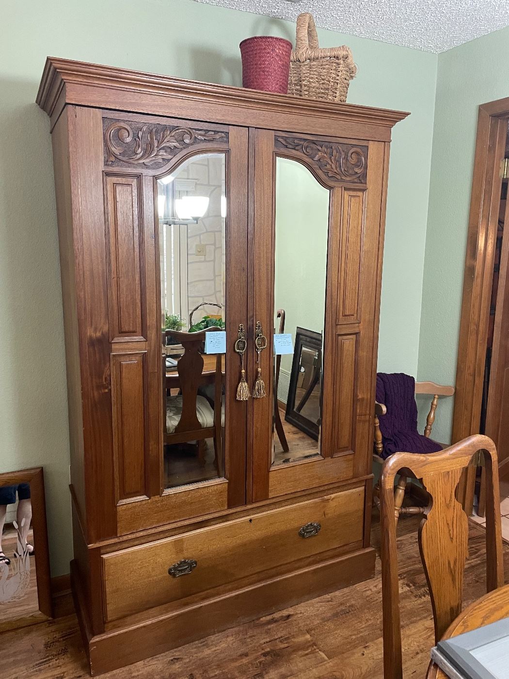 antique armoire- available now for purchase   approx . 1870's ear  have receipt for purchase 