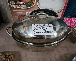 COOKS CLUB STAINLESS STEEL NON STICK COVERED ROASTER