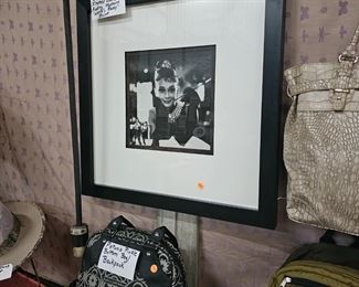 FRAMED B&W AUDREY HEPBURN “WORLD’S AWAY” PRINT