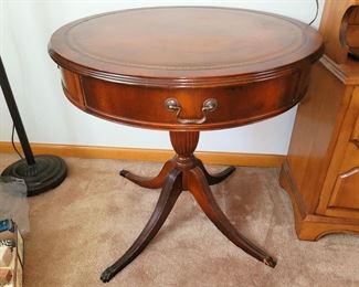 Antique drum table. 27.5"w x  27.5"h. $50