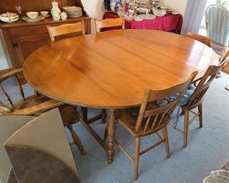 Dining table with pads and 6 chairs. 54"w x 74"l. $150 for all!