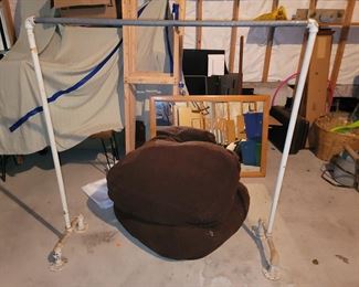 Unique industrial clothing rack. $20