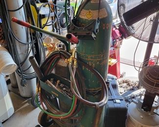 Acetylene and Oxygen Torch with Rack and Gas Cylinders